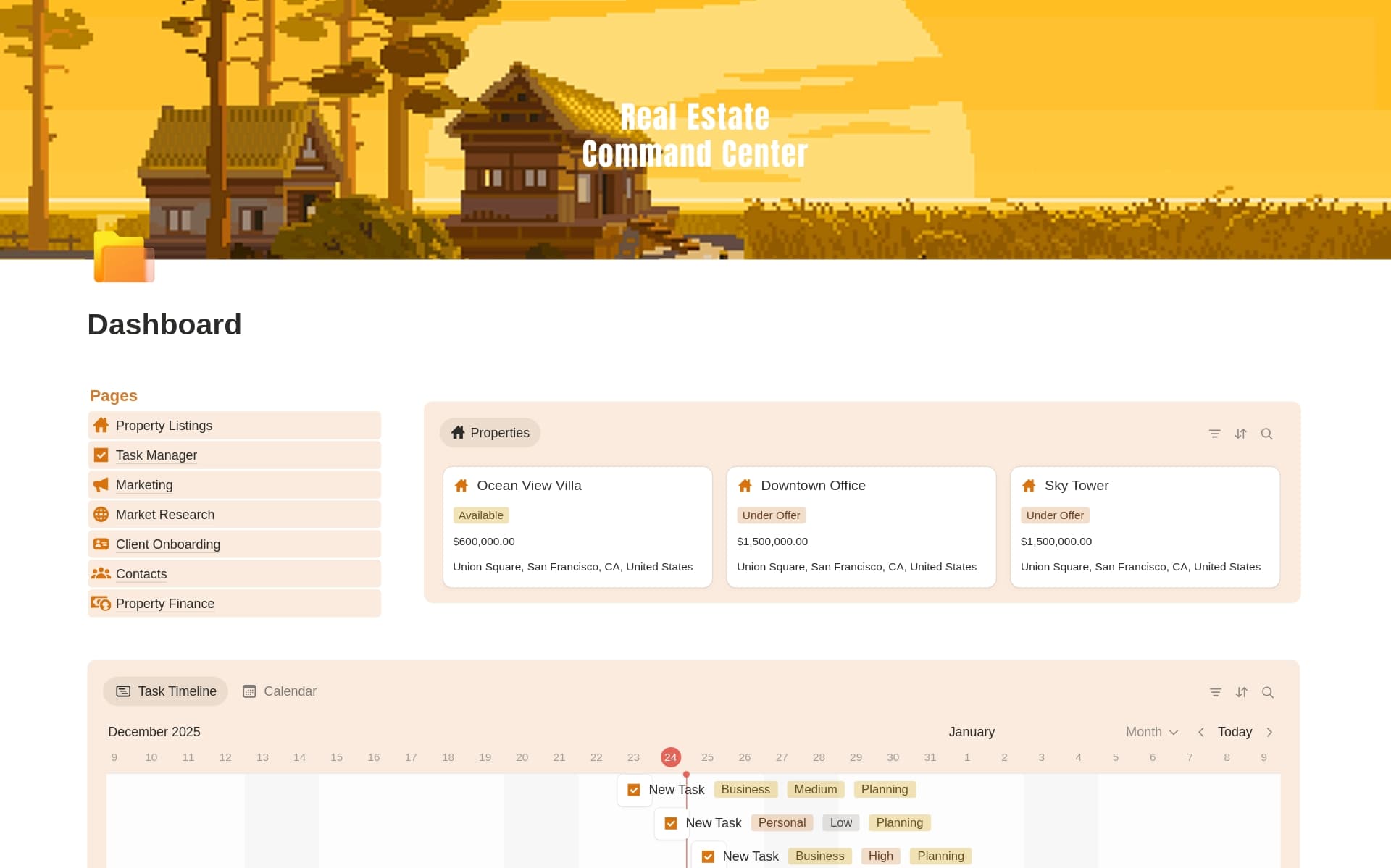 Real Estate Command Center — template preview