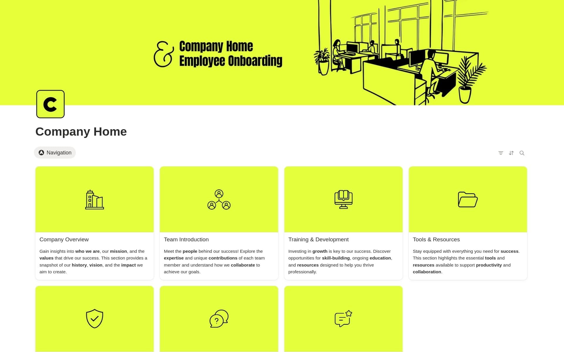 Company Home & Employee Onboarding — template preview