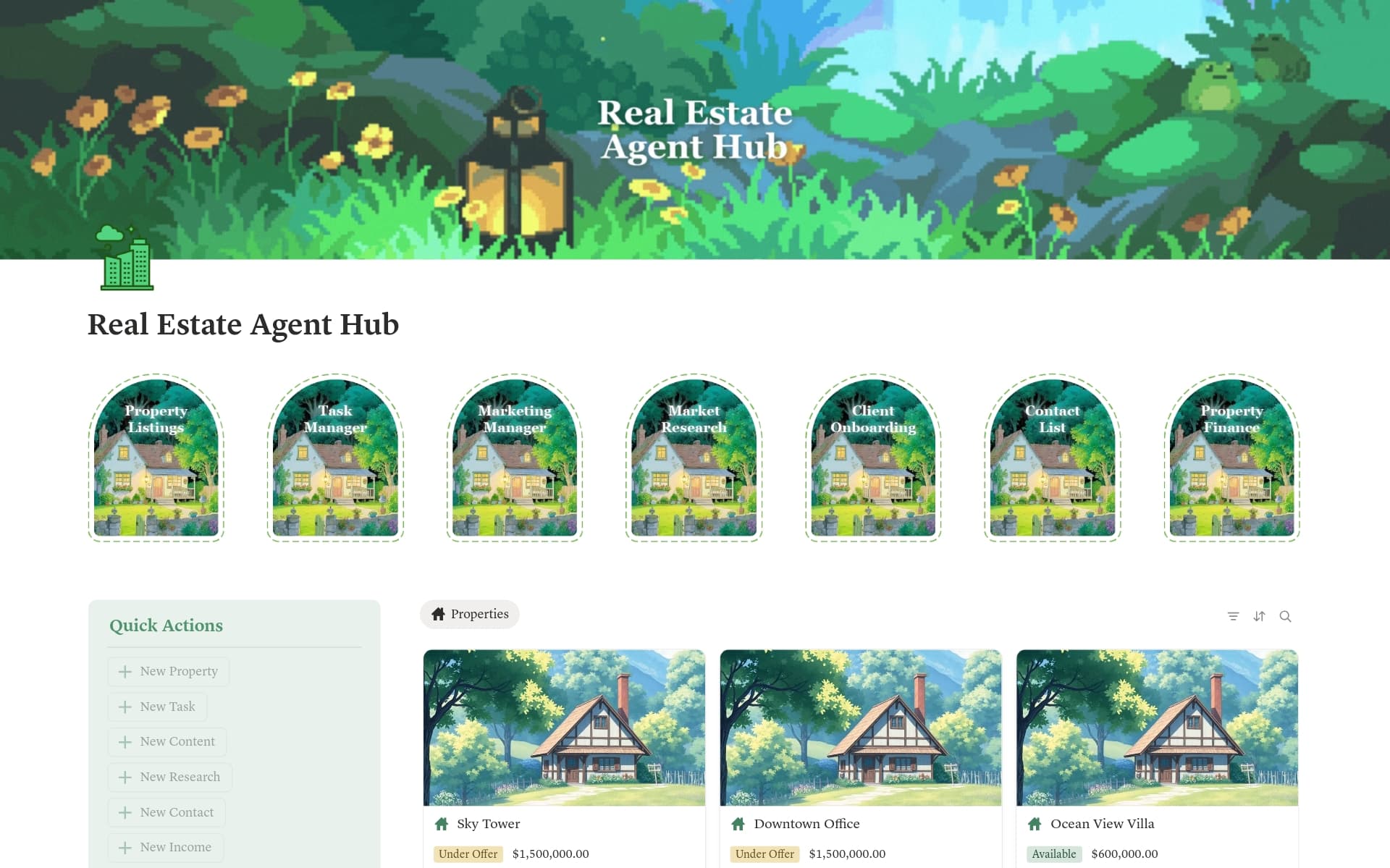 Real Estate Agent Hub — template preview