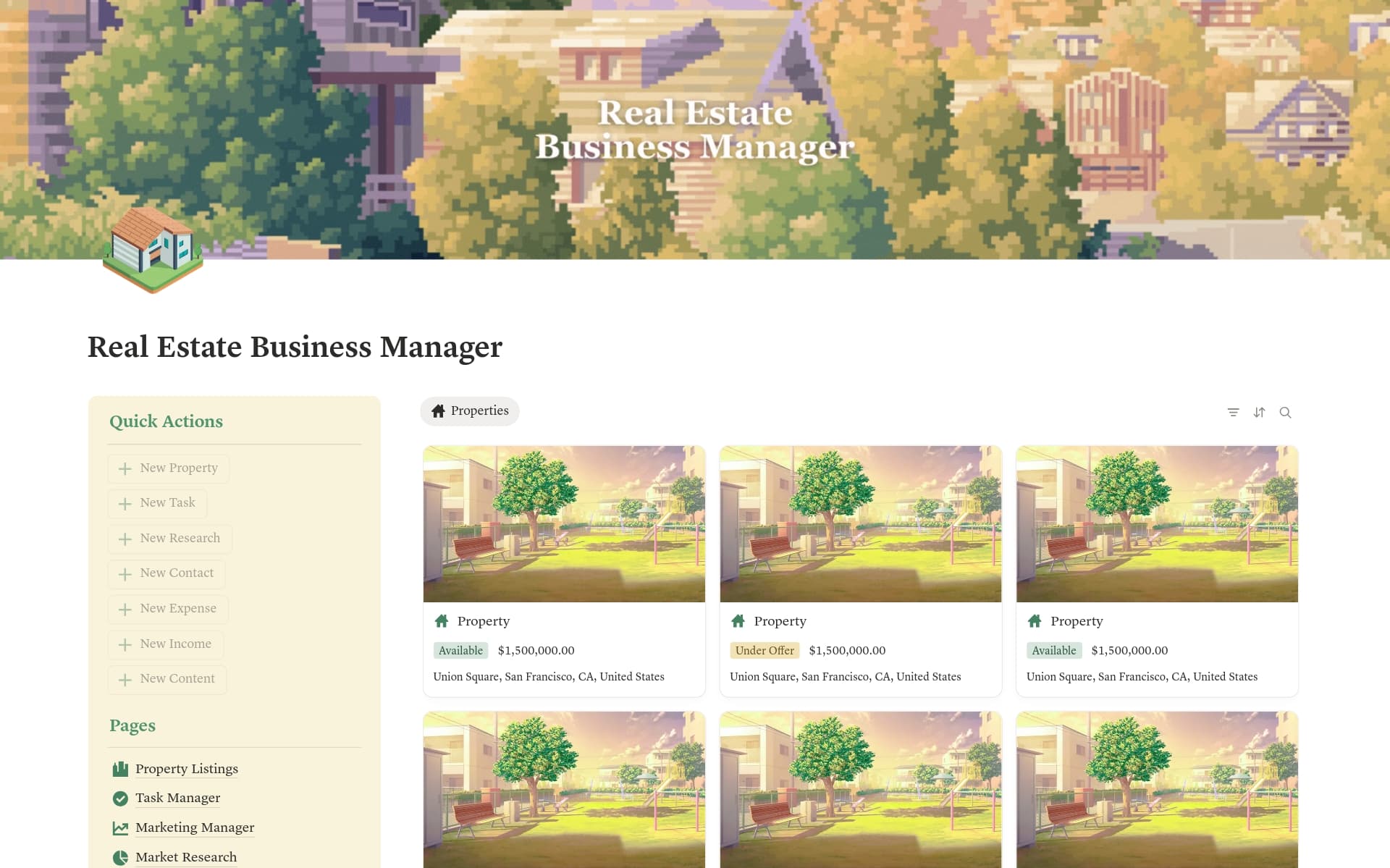 Real Estate Business Manager — template preview