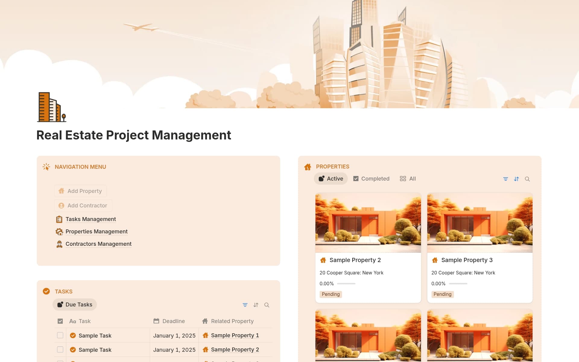 Real Estate Project Management — template preview