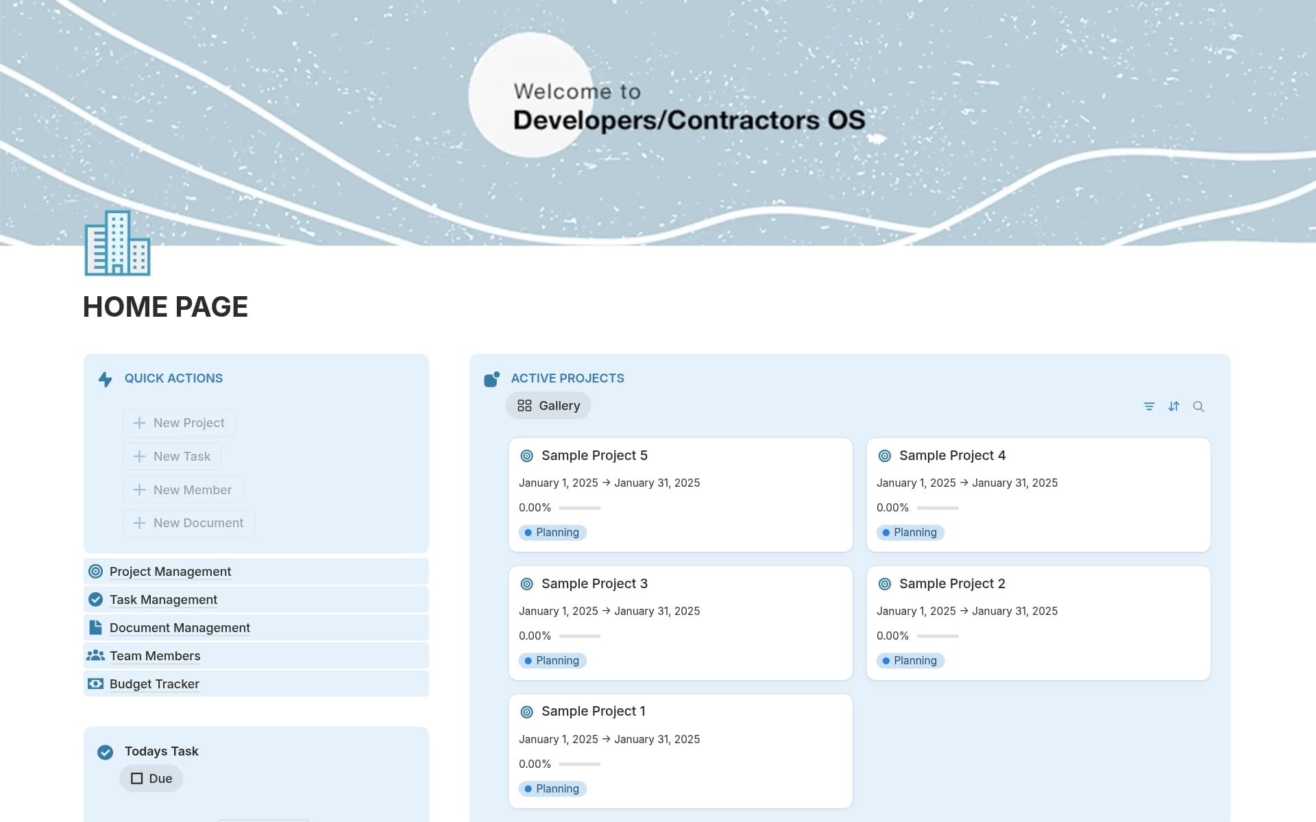 Real Estate Developers/Contractors OS — template preview