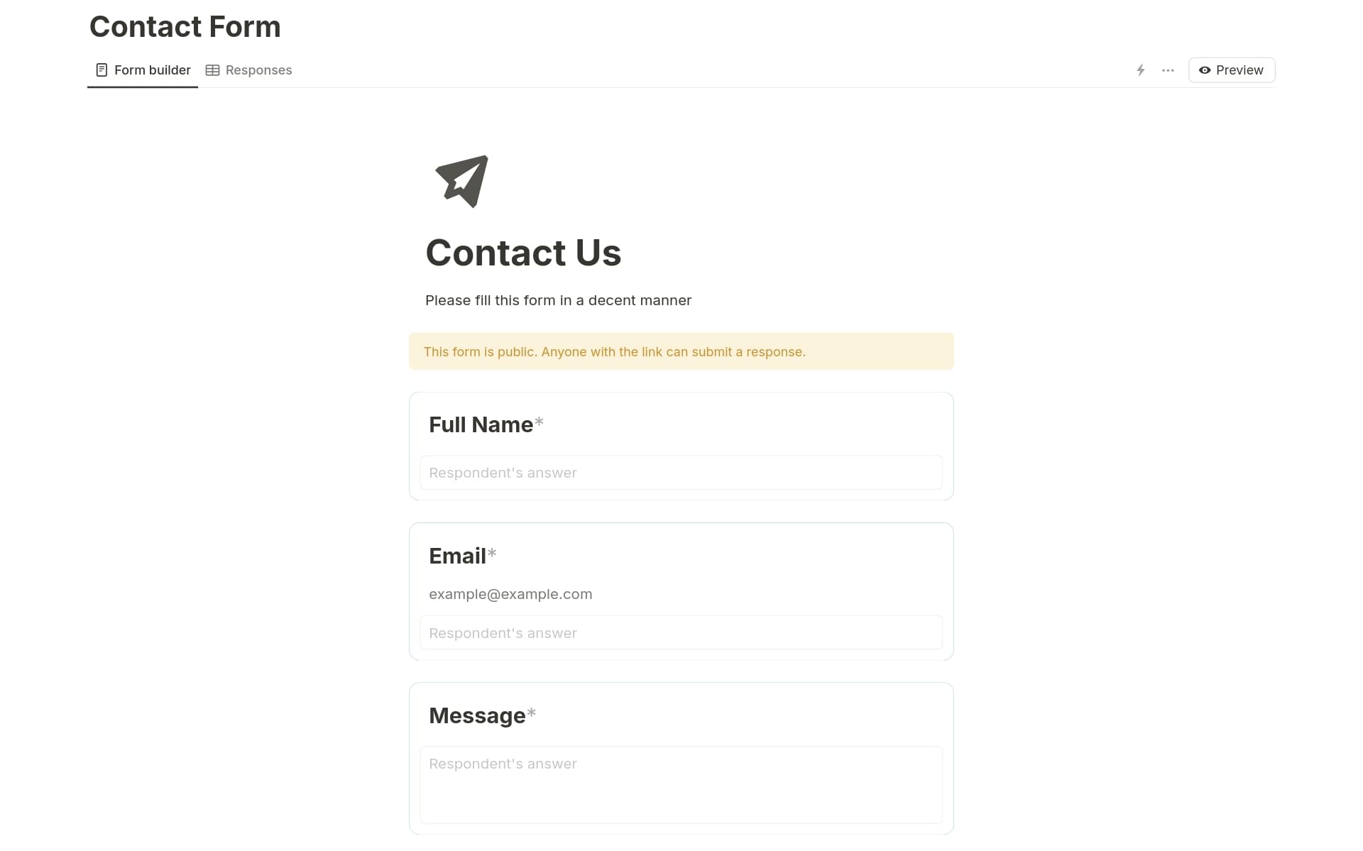Contact Us / Get in Touch Form - template preview