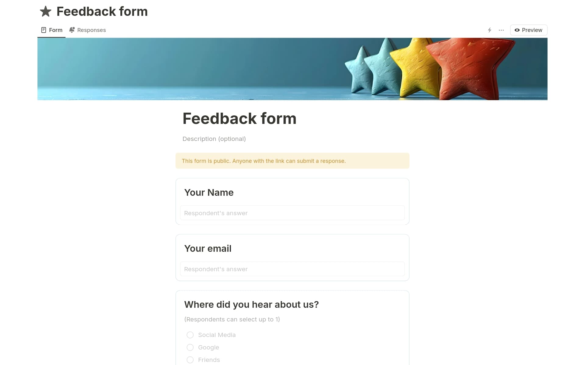 Feedback Form - template preview