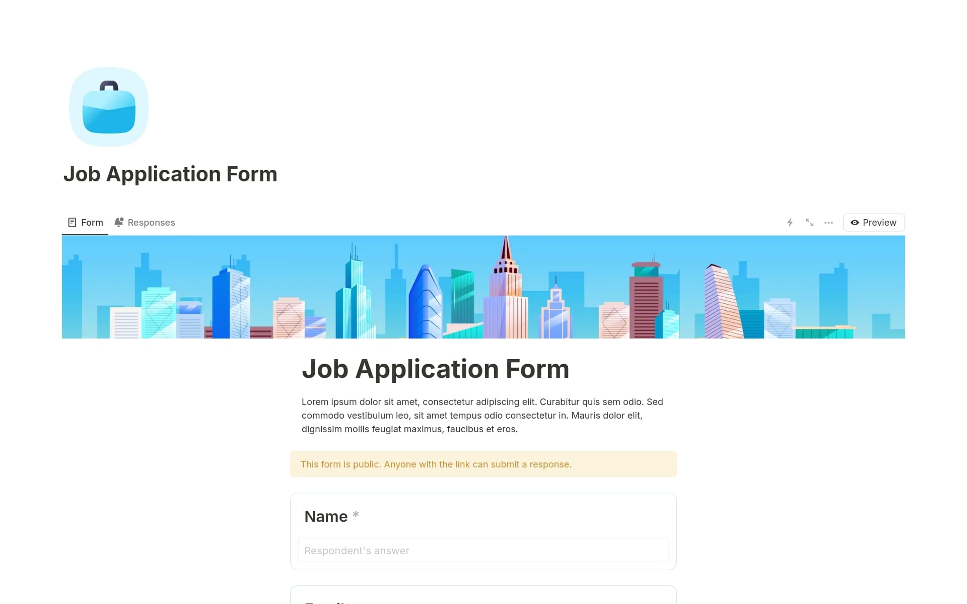 Job Application Form - template preview