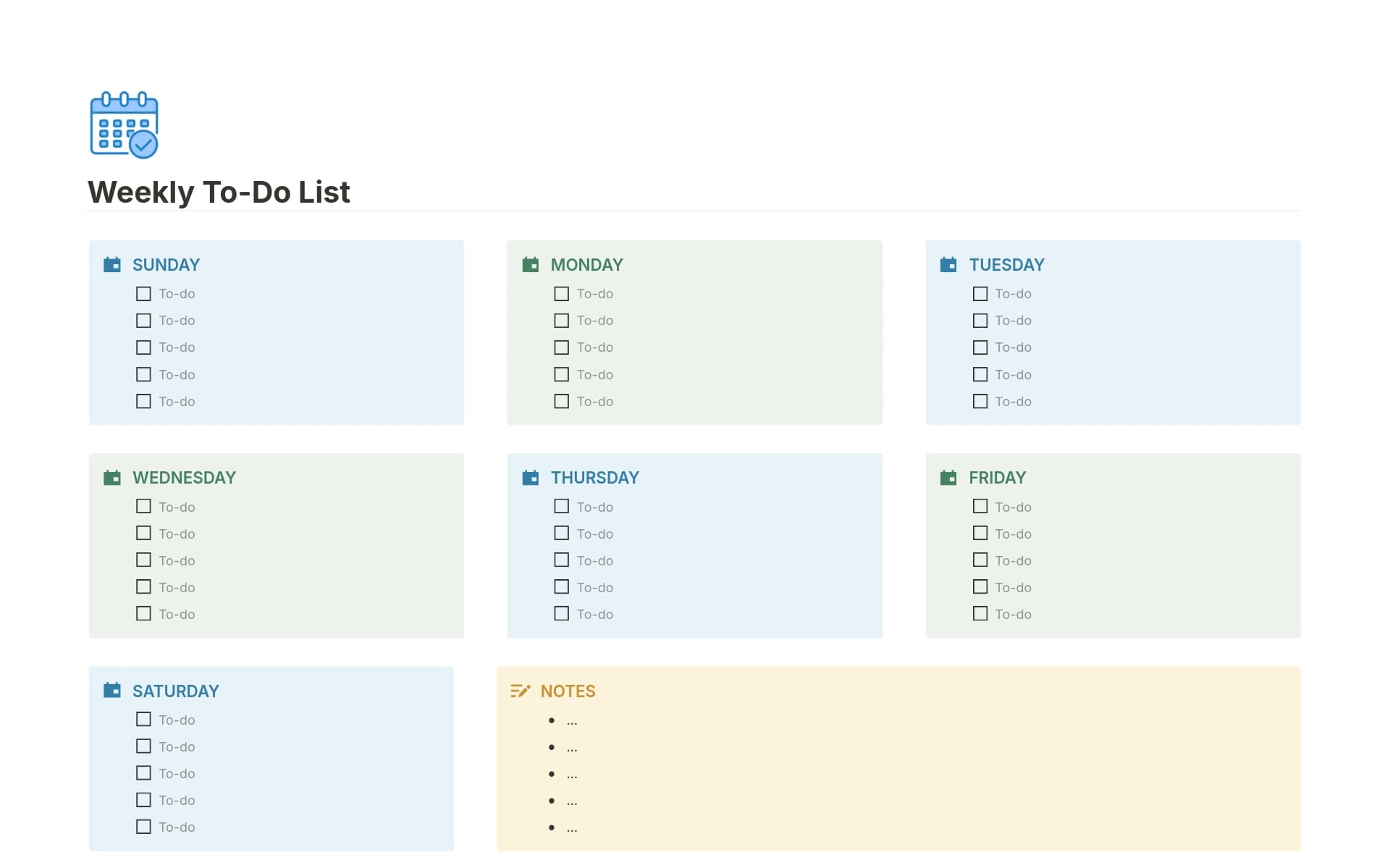 Weekly To-Do List - template preview
