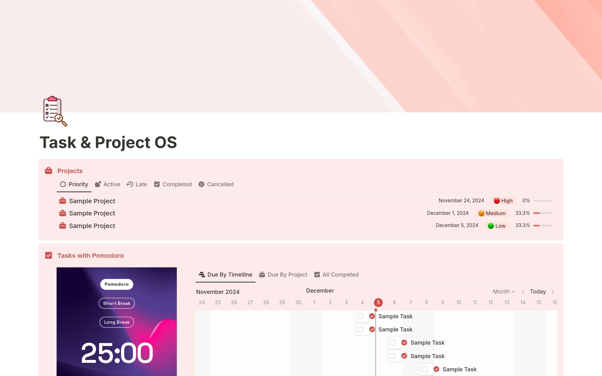Task & Project OS | Advanced & Minimal — template preview