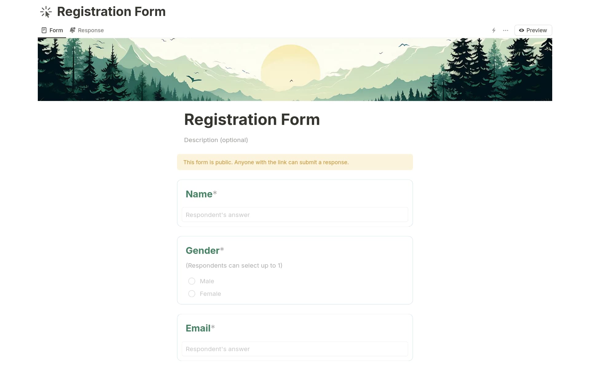 Registration Form - template preview