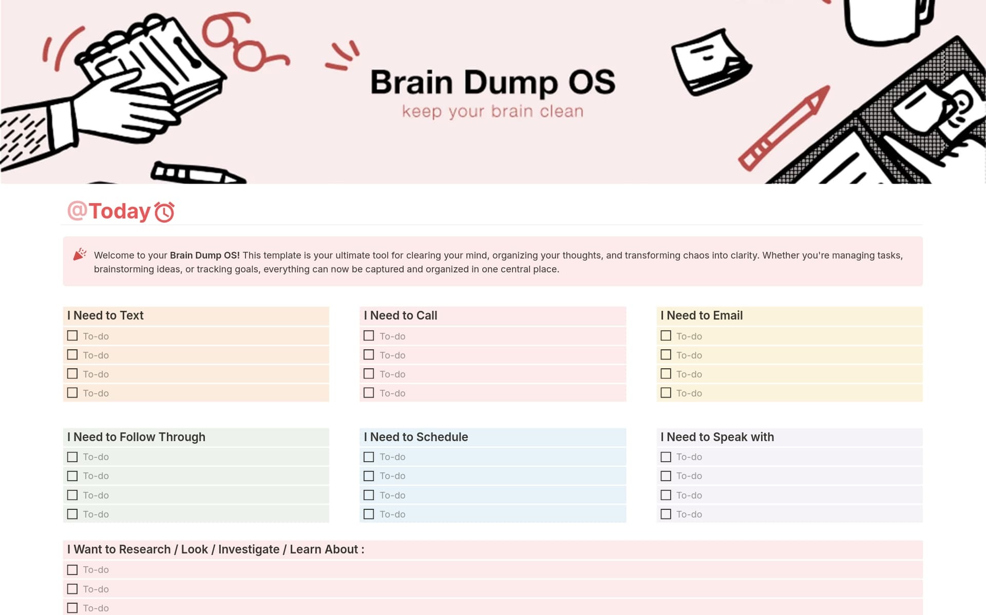 Brain Dump OS - Keep your brain clean! - template preview