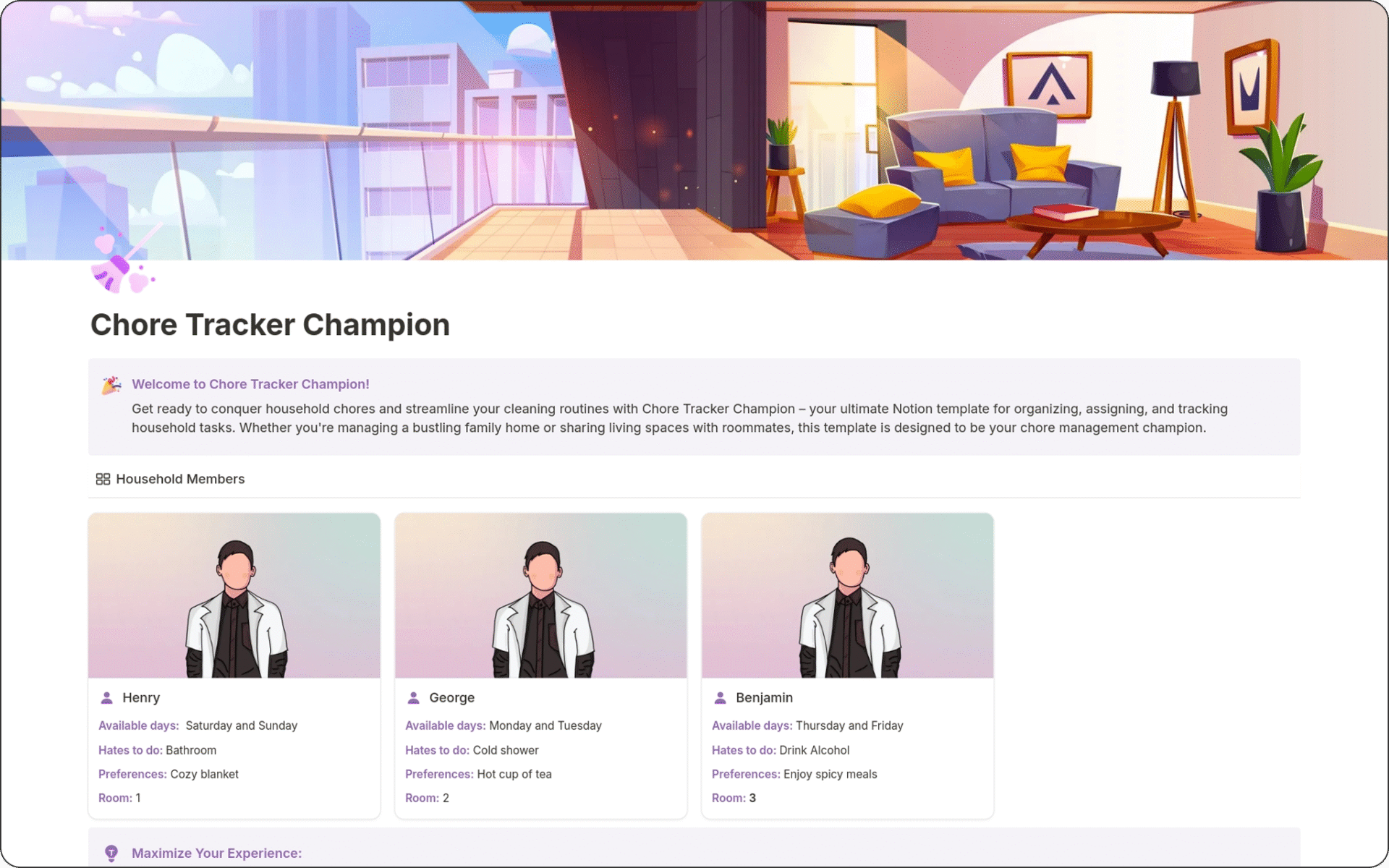 image of Chore Tracker Notion Template – Simplify Household Task Management