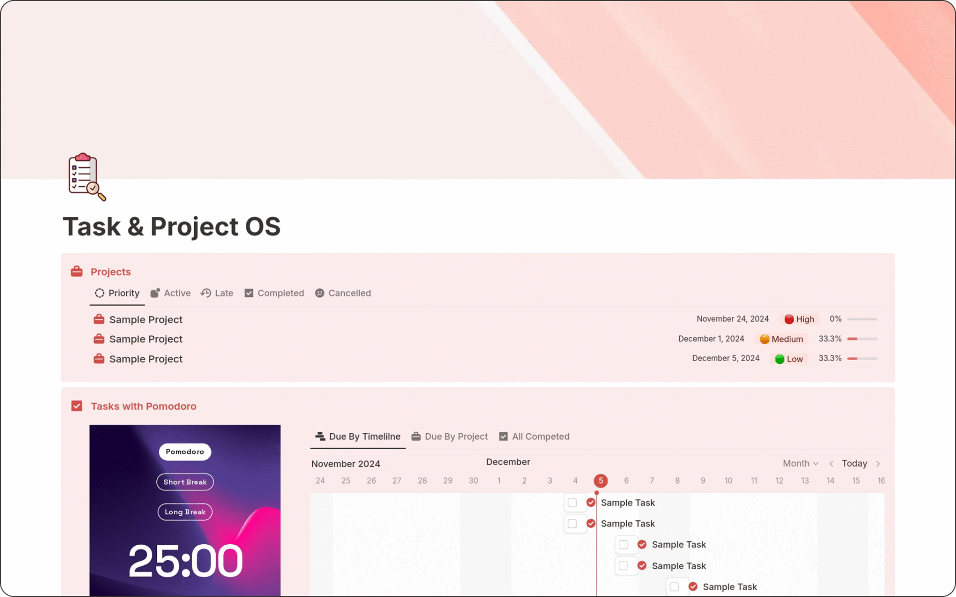 image of Task and Project Management Notion Template